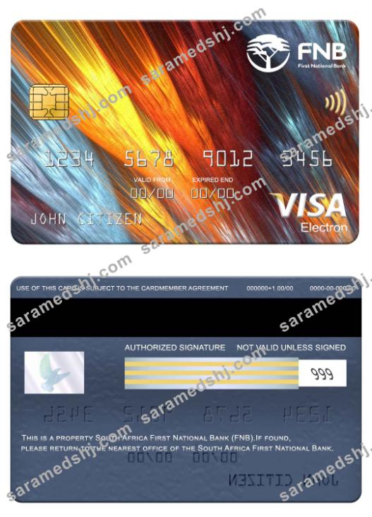 South Africa First National Bank (FNB) visa electron card